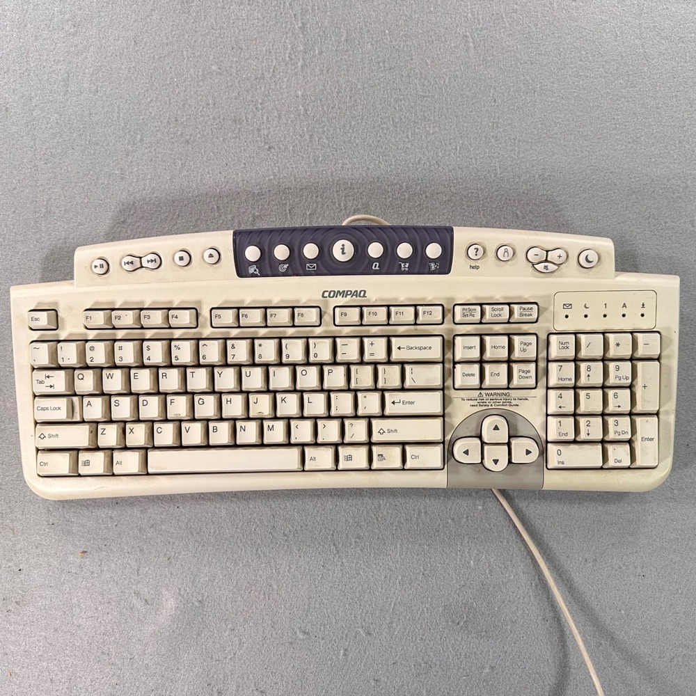 Vintage Compaq SDM4540UL Multimedia USB Wired Keyboard Off White Retro Y2K